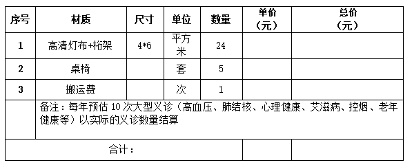 2024年健康将乐及基本公共卫生宣传采购项目市场价格征询公告